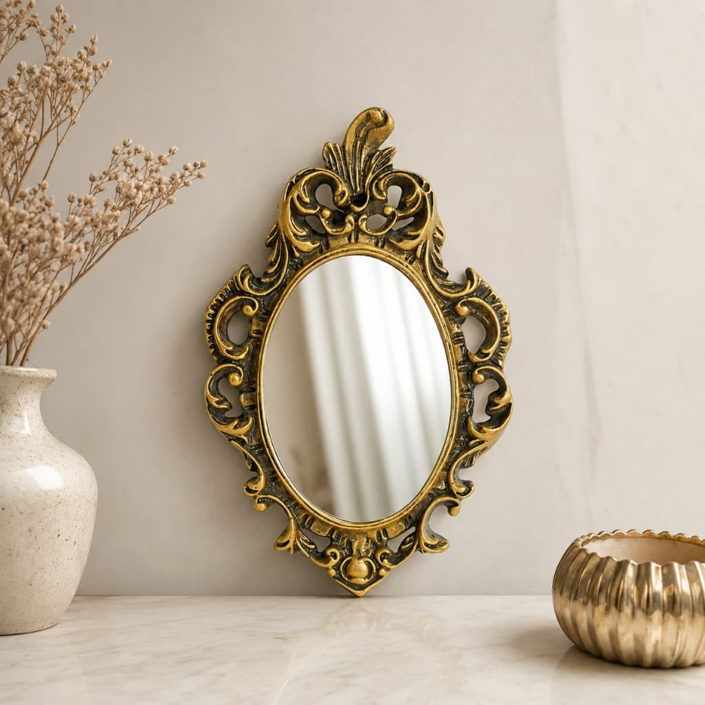 Espelho Europeu Oval - Estilo Provençal Decorativo para Sala Lavabo Casa Luxo