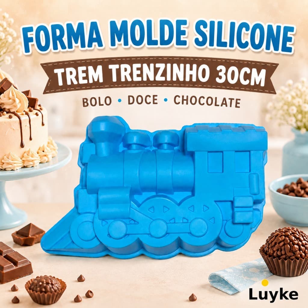 FORMA MOLDE SILICONE TREM TRENZINHO 30CM BOLO DOCE CHOCOLATE