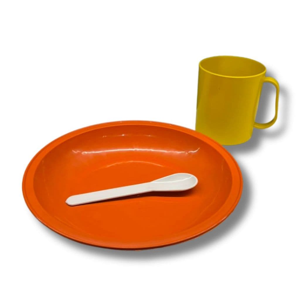 Kit Refeição Infantil Merenda Caneca Prato e Colher Pode ir ao Micro-ondas Bpa Free