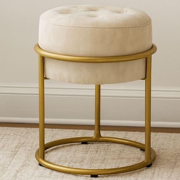 Puff Banqueta Argola Ferro Estofada – Penteadeira, Quarto, Sala, Bancada, Decoração Moderna, closet, escritorio