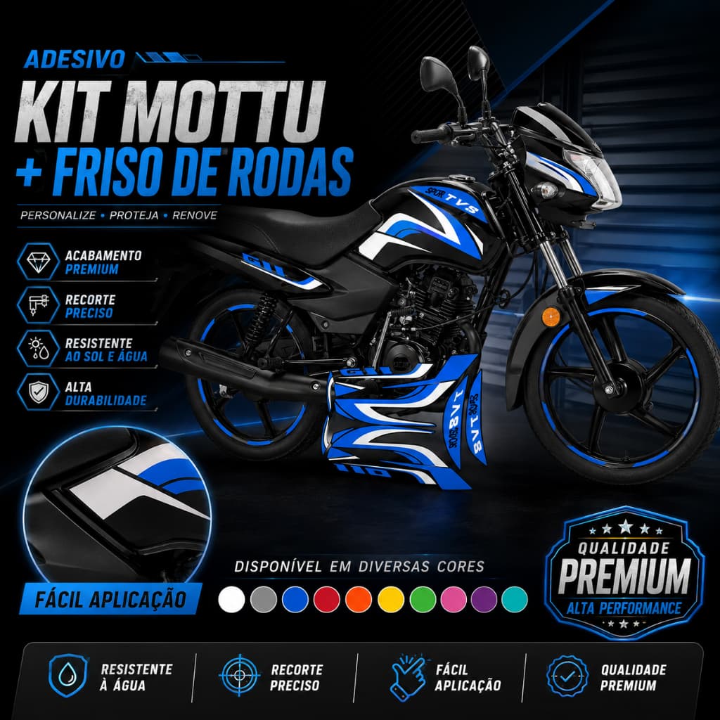 Kit Adesivos Mottu TVS Mottu 110 Modelo Exclusivo Diversas Cores Mod7