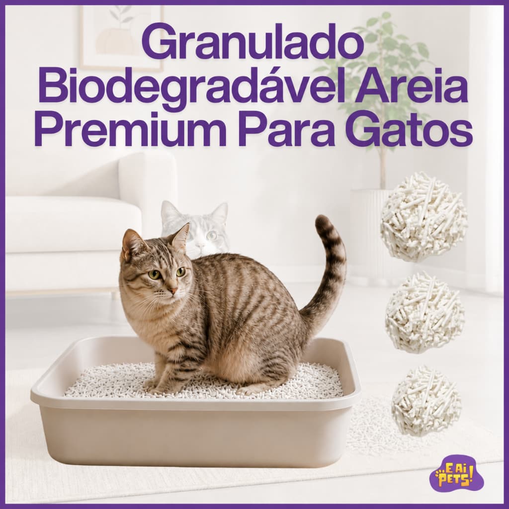 Areia Higiênica Granulado De Tofu Biodegradável Premium Para Gatos 2Kg