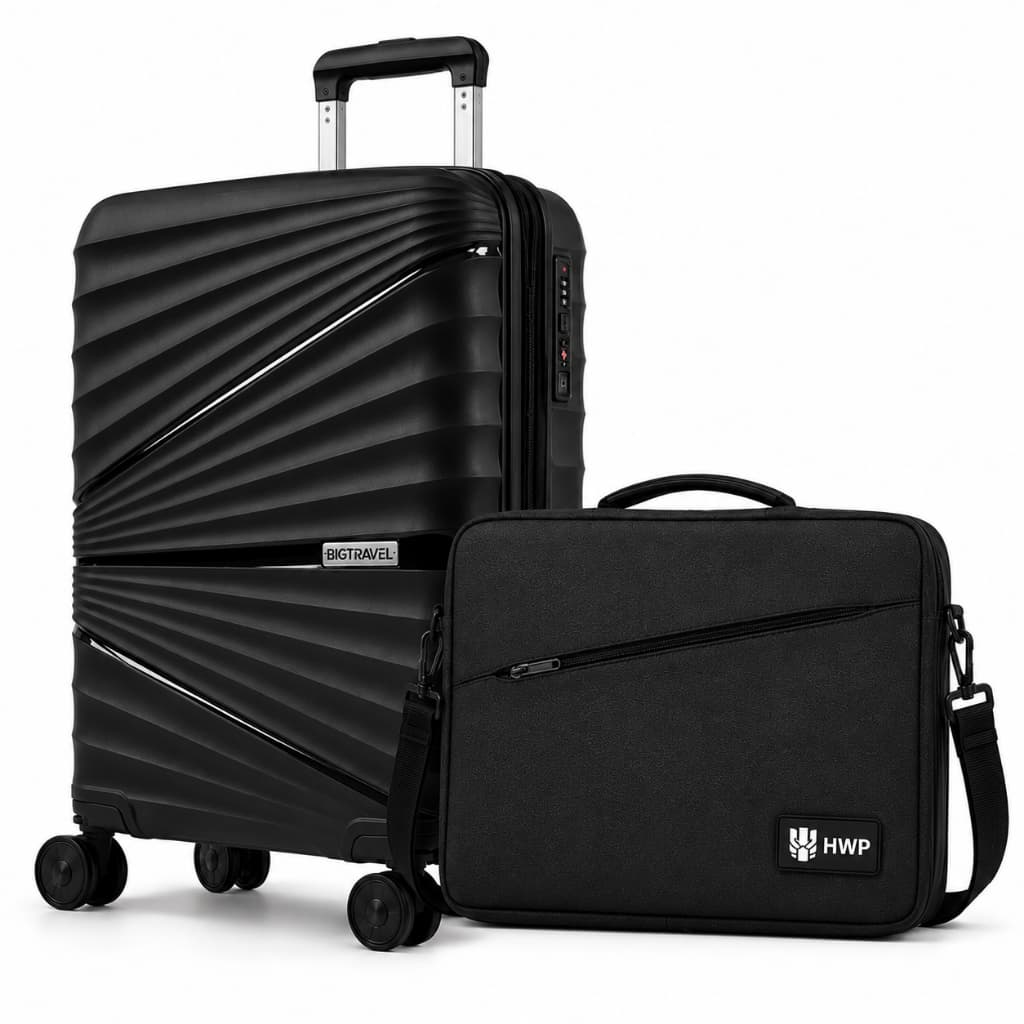 Kit Mala de Viagem 10kg + Capa de Notebook 16'''18'' Rodinha 360 TSA Alça Bagagem