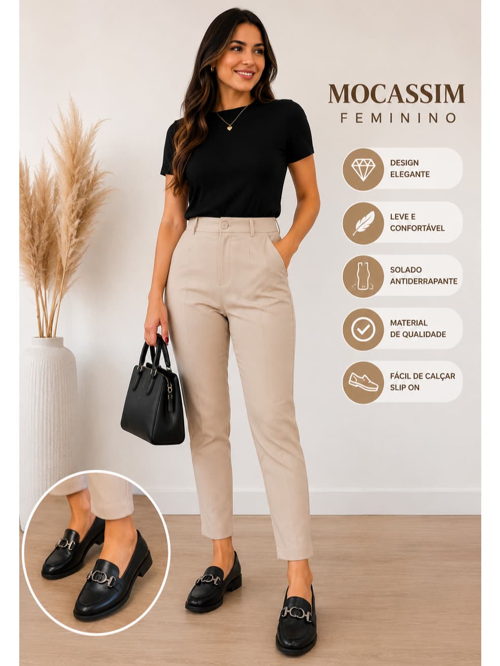 Kit Feminino Bolsa Transversal + Mocassim Tratorado | Elegância, Conforto e Estilo para o Dia a Dia