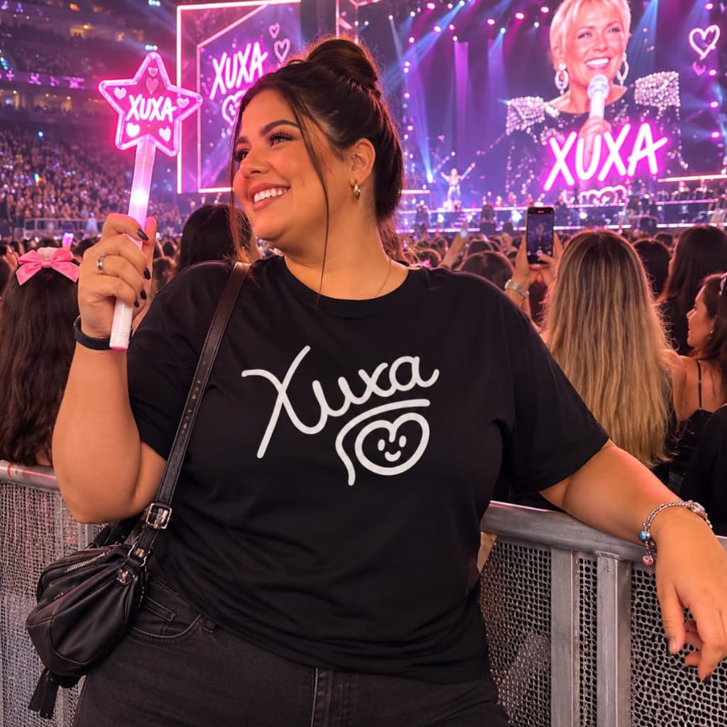 Camiseta rainha Xuxa plus size G1 ao G3 para shows Ultimo Voo Da Nave Turnê 2026