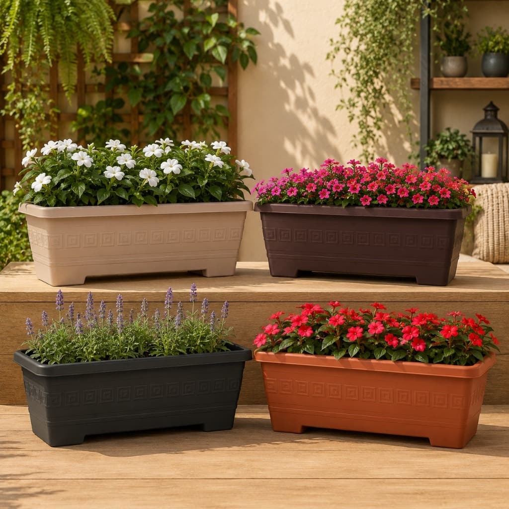 Kit 2 Vasos Retangulares Floreira Jardineira 7 Litros Ideal para Flores Hortas Decoração Jardim