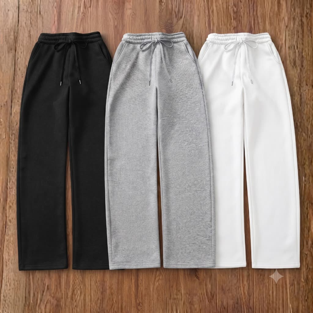 Calça Wide Leg 100% Moletom Largona Gringa Masculina Masculina e Feminina Estilo Streetwear Preto Branco e Cinza