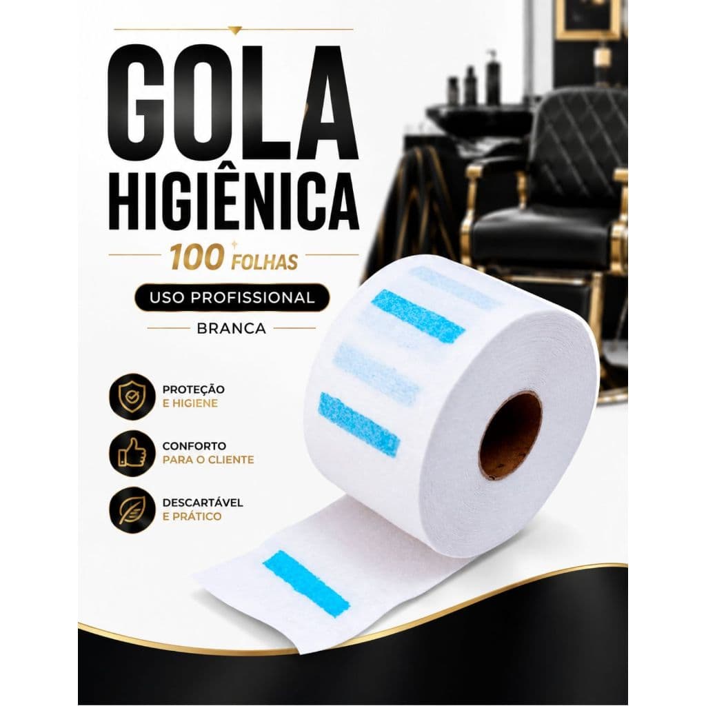 Gola Higiênica Descartável Para Barbeiro Barbearia Proteção Limpeza Corte Profissional Confortável