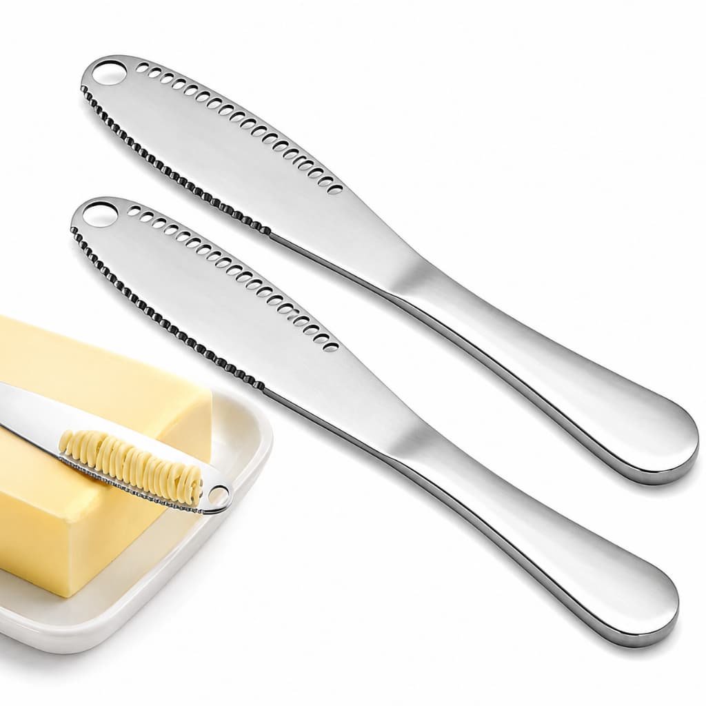 LYOR - Kit 2 Espátulas Para Manteiga Inox Espalhador Faca Manteiga Premium