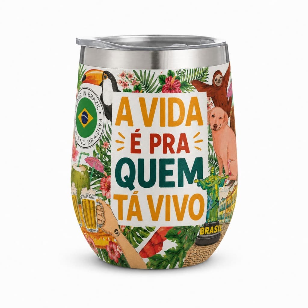 Copo Térmico Inox 350ml Com Tampa Transparente Ideal Para Manter Bebidas Quentes E Geladas Por Mais Tempo