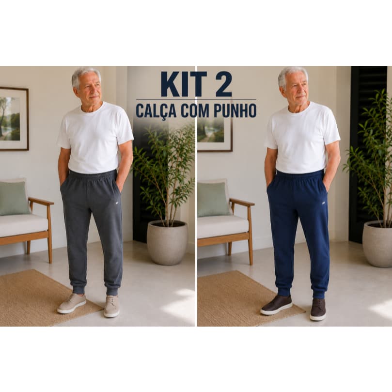 KIT 2 calça de moletom fina confortavel todas as estações