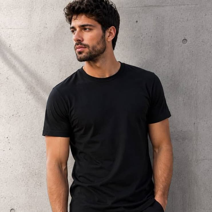 Camiseta Básica Masculina Preta 100% Algodão 30.1 P M G GG Manga Curta Oferta Promoção