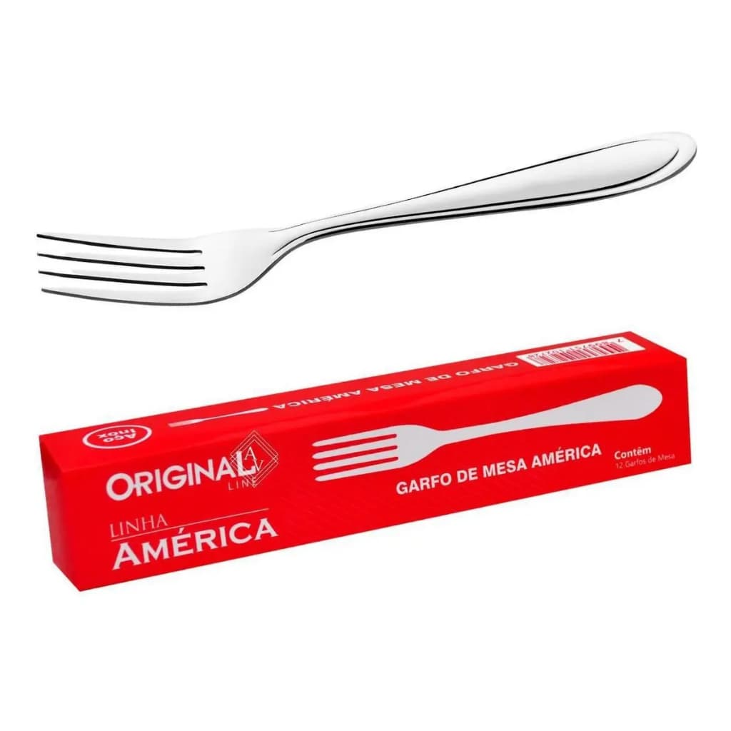 Kit 12 Garfos de Mesa Aço Inox 19,5cm Linha América Line