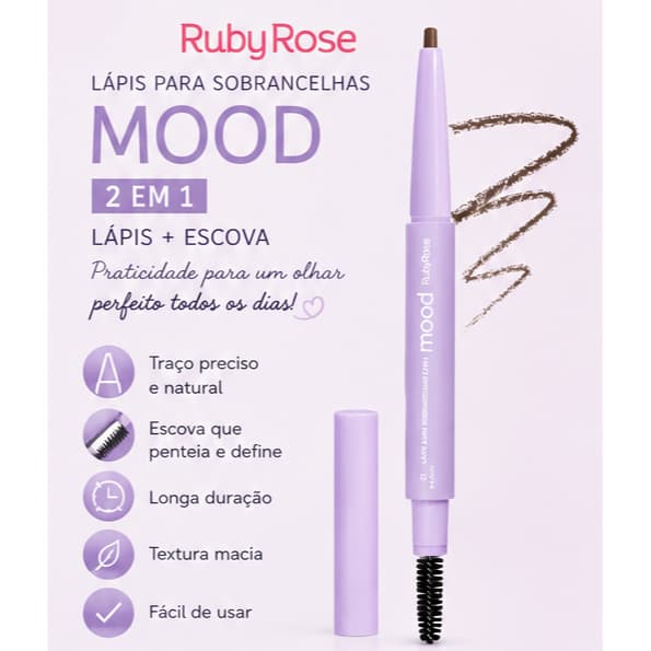 Lápis p/ Sobrancelhas 2x1 Ponta Fina Feels Ruby Rose