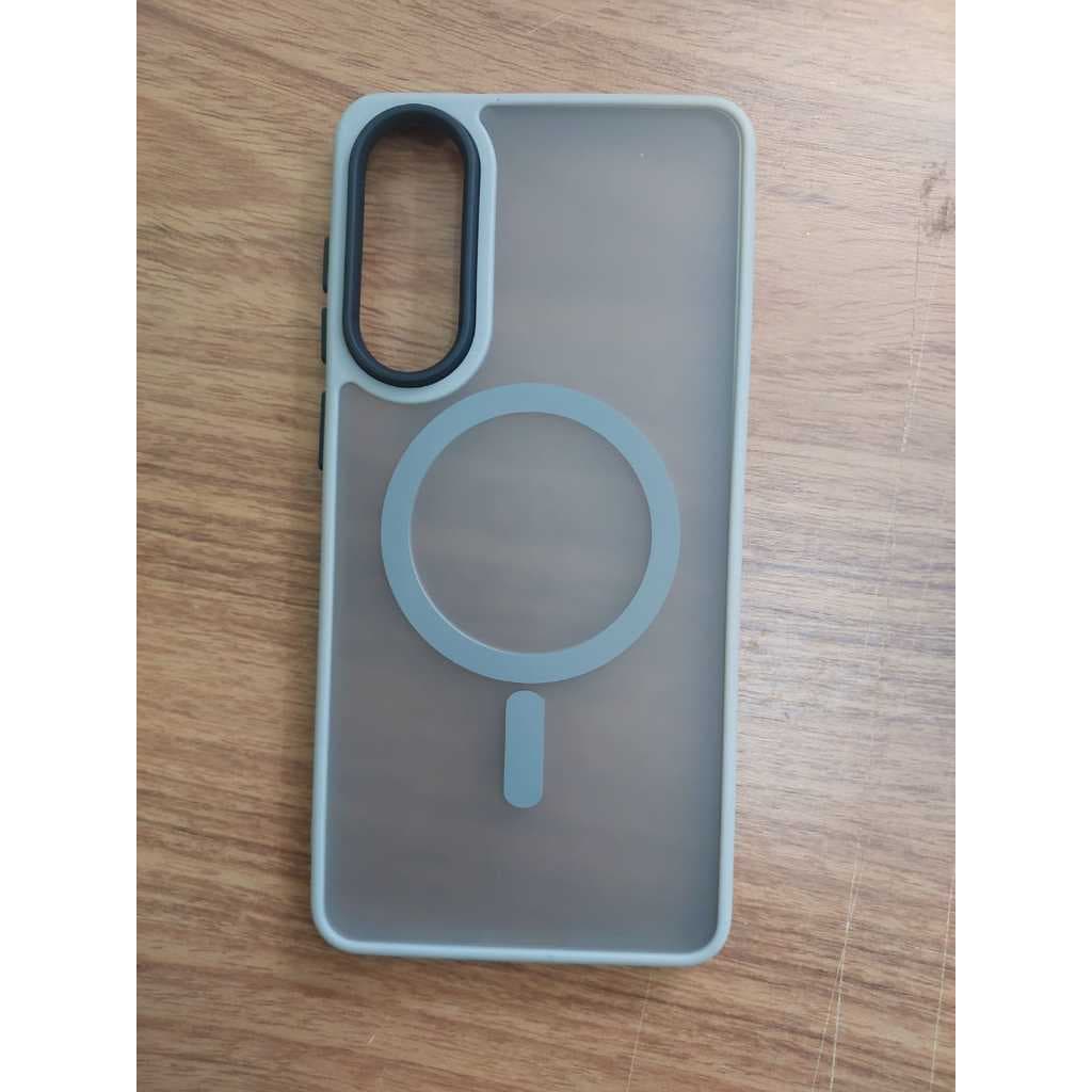 Capa Capinha Premium Fosca Com MagSafe Para Samsung Galaxy S25 Edge Cinza Anti Impacto
