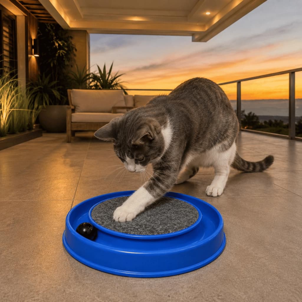 Arranhador Gato Redondo Circular Brinquedo Bolinha Giratória Interativo Antiestresse Unhas 32cm