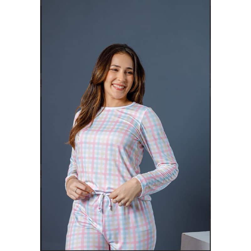 Pijama xadrez candy suede premium longo blusa calça conforto