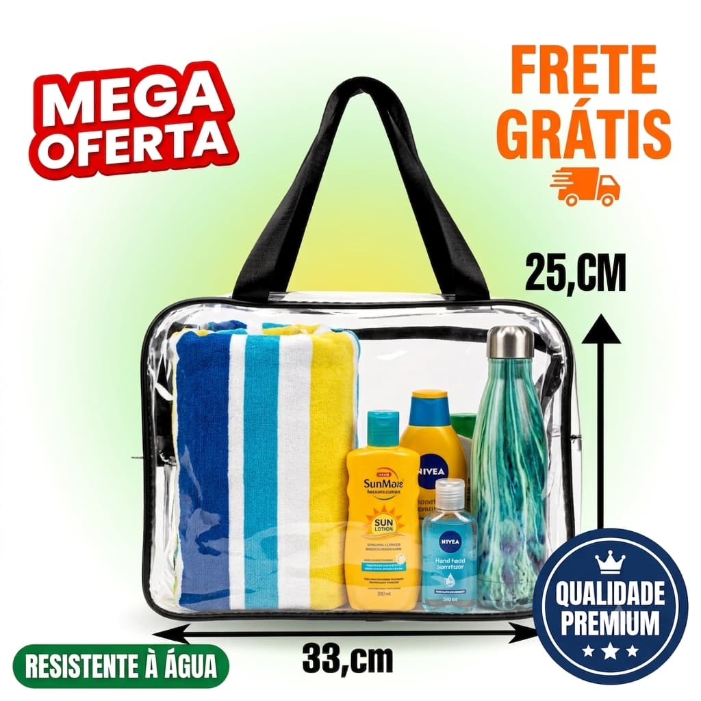 Bolsas Malote cristal transparente 33×25 academia, trabalho, lazer