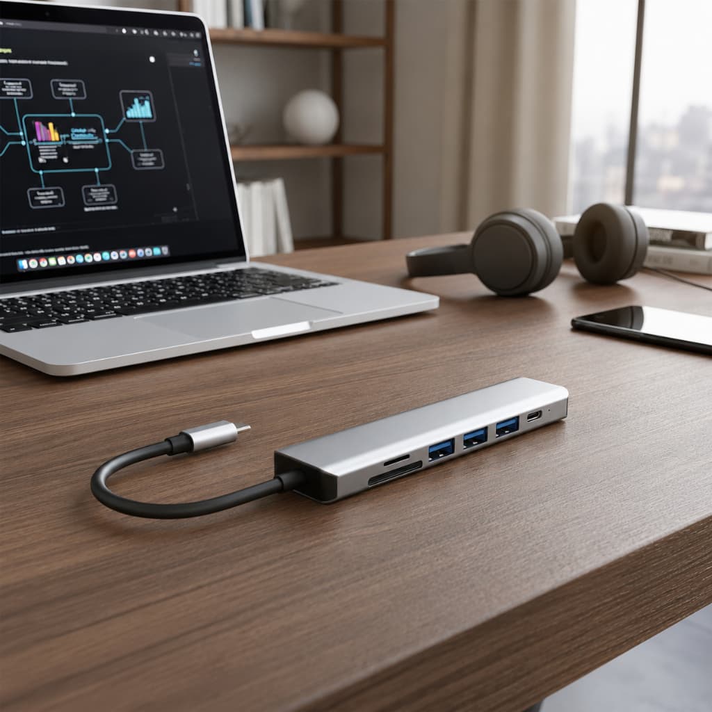 Hub USB-C 7 em 1 Premium HDMI 4K + USB 3.0 + Leitor SD/TF + Power Delivery