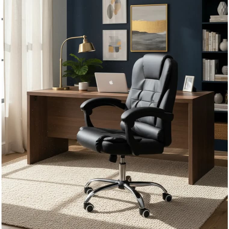 Cadeira Executiva Ergonômica Preta Com Encosto Reclinável Cadeira Executiva Ergonômica Preta Com Encosto Reclinável Cade