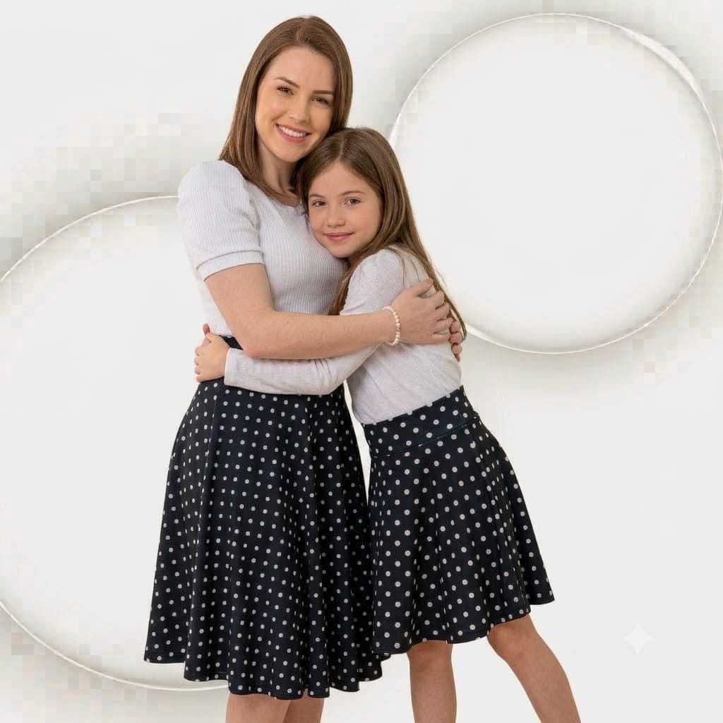 KIT SAIA POÁ MÃE  E FILHA   ANOS 60. Preto ref.153 -FESTA