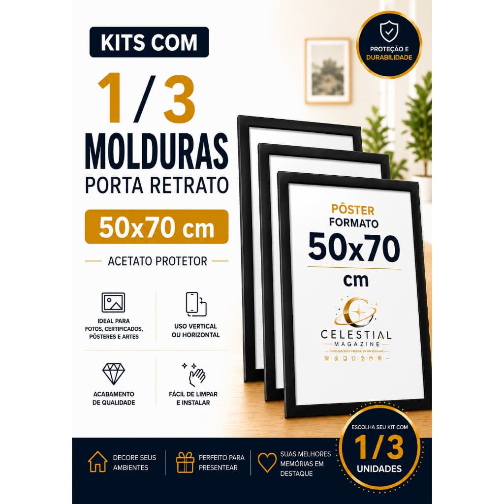 Kit  Quadros Moldura 50x70 cm - POSTER