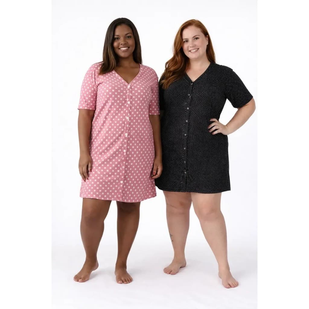 Kit 2 Camisolas Plus Size Botões Pós Cirúrgica Amamentação