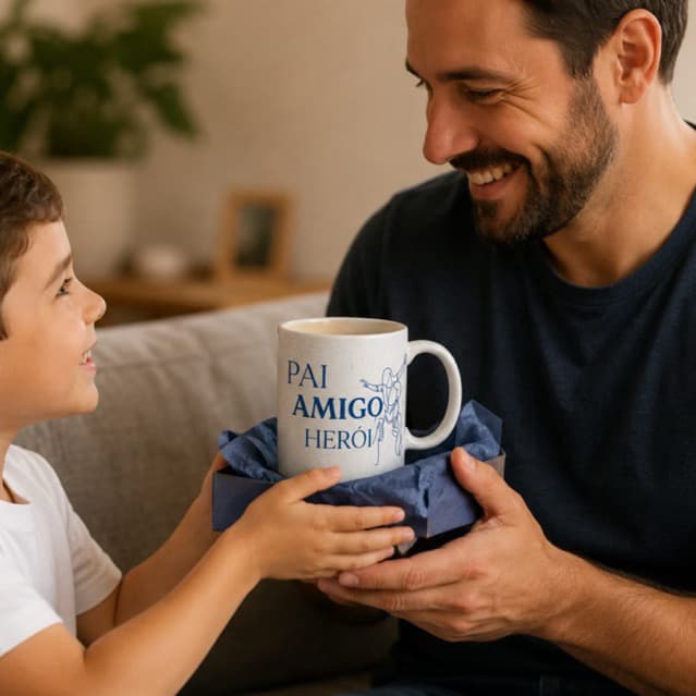 Caneca Personalizada Pai Amigo Herói 325ml Cerâmica Presente para Pai com Estampa Exclusiva
