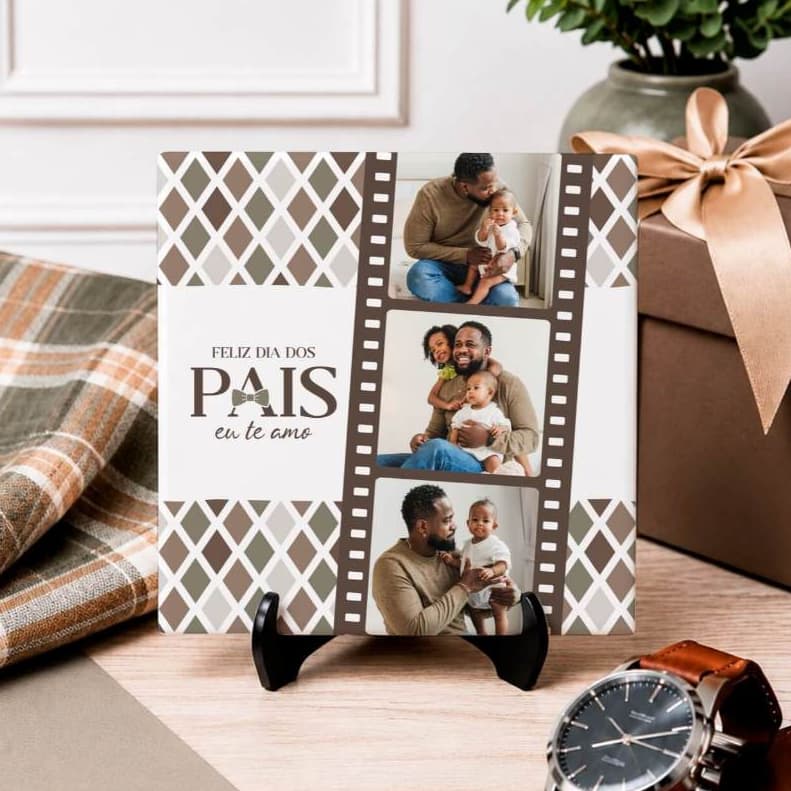 Azulejo Personalizado Pai e Filhos com Foto | Lembrança Inesquecível
