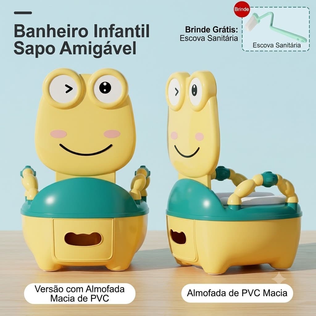 Troninho Infantil Sapinho Sanitário Bebê Com Almofada Macia Acento Assento Antiderrapante