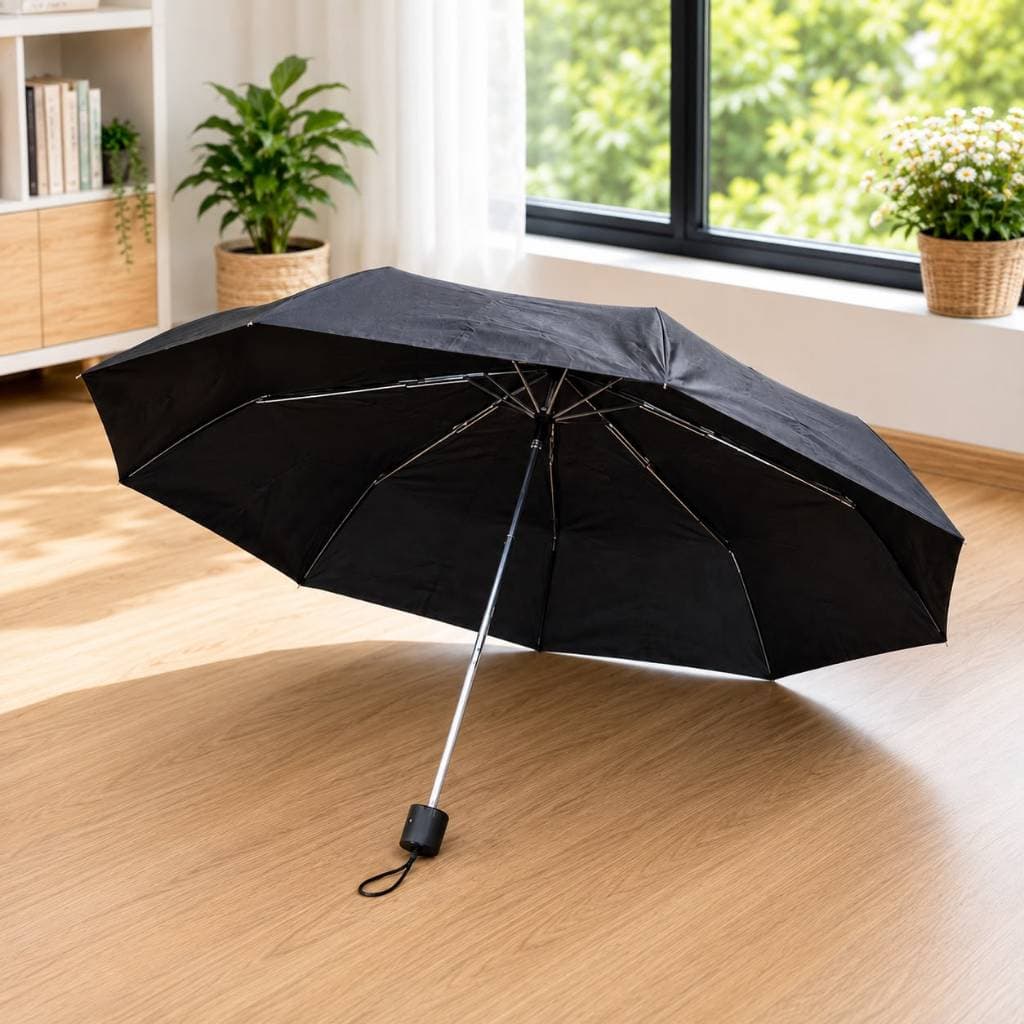 Guarda-Chuva Dobrável Compacto Preto Portátil Resistente Anti Chuva Para Bolsa Mochila e Carro 53cm
