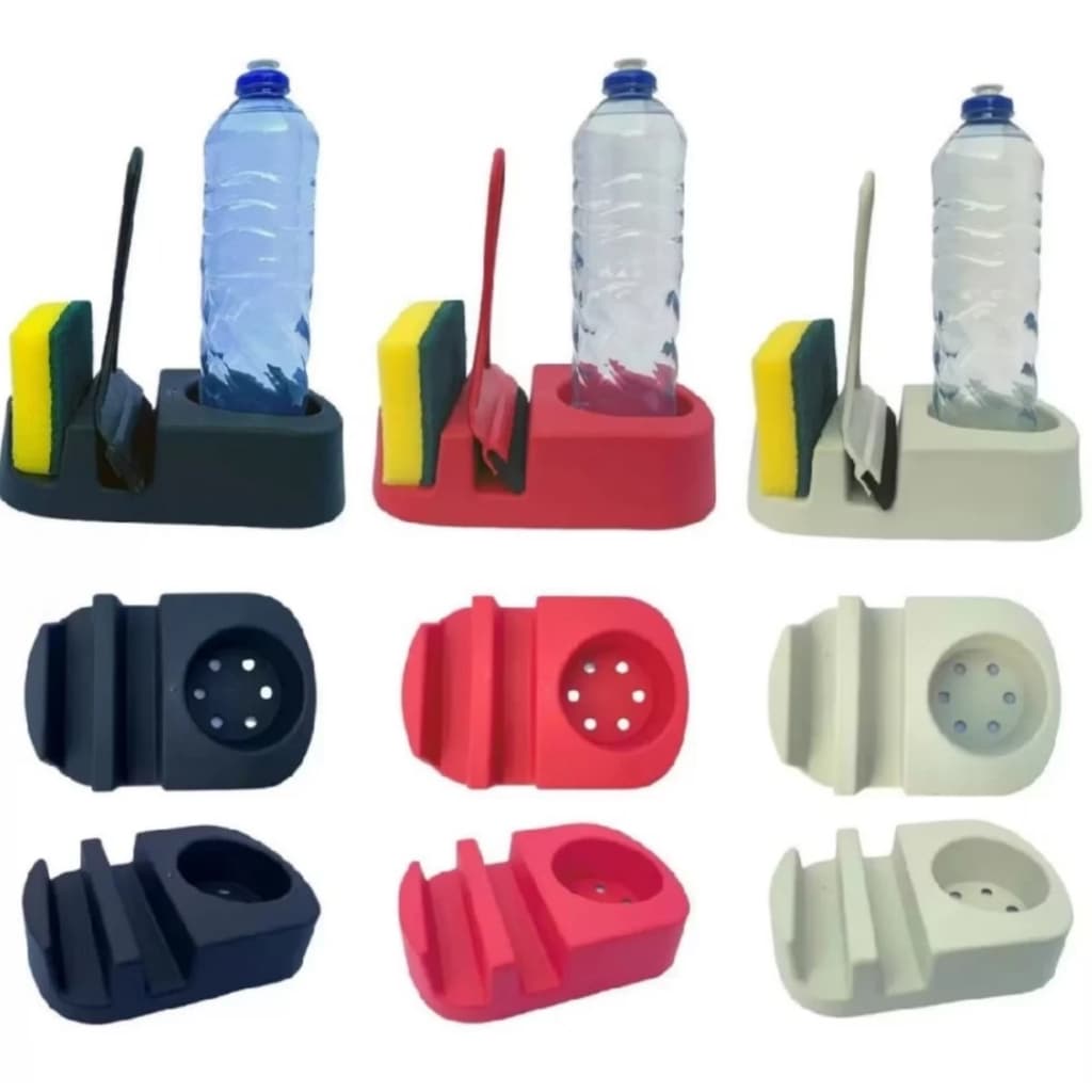 Porta Detergente Com Rodinho Kit Pia Cozinha Organizador Porta Esponja