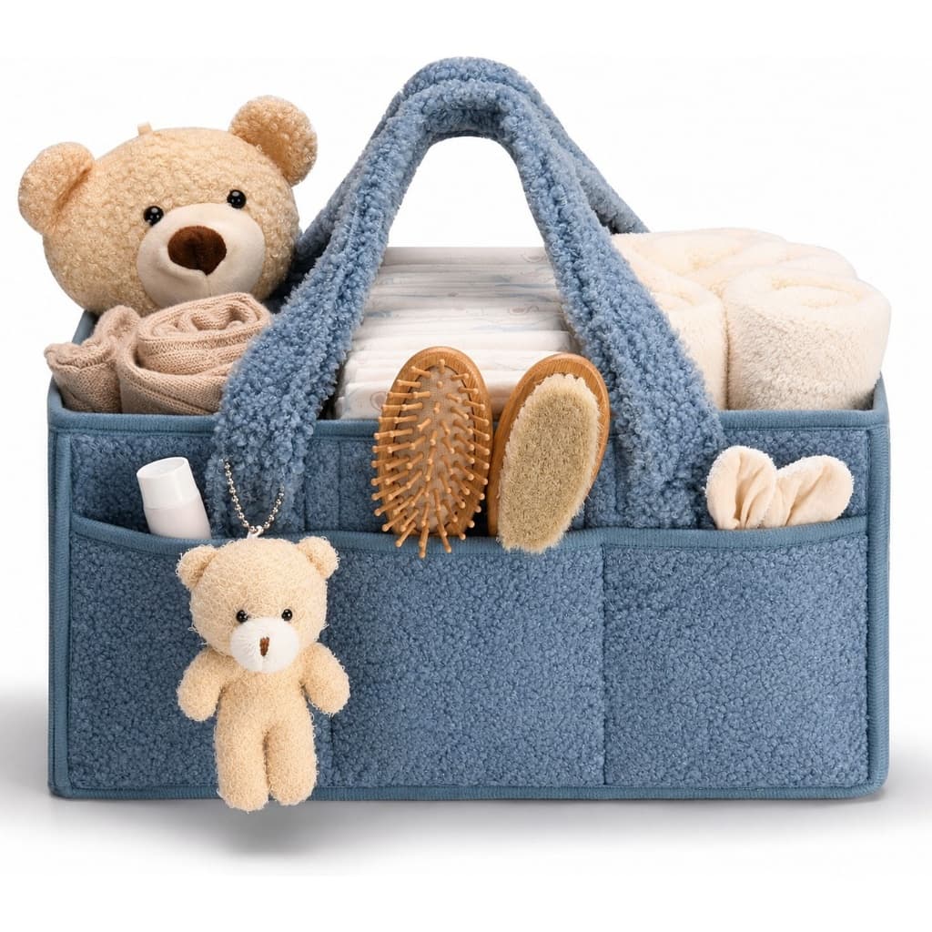 Bolsa Organizador Cesta Fralda Bebê Peluciado Maternidade Troca Trocador Mamadeira Carrinho