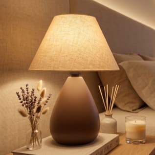 Abajur Luminária com Cúpula De Tecido Luminaria Bivolt Quarto Sala Escritório Adulto Infantil