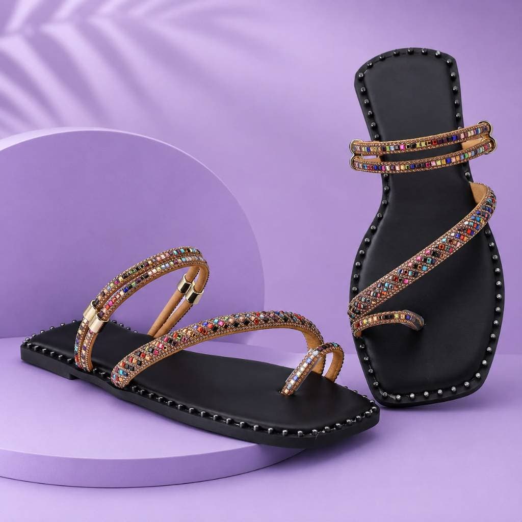 Rasteira Sandália Feminina Urbana Strass Premium Confortável Leve Despojada Moda Verão