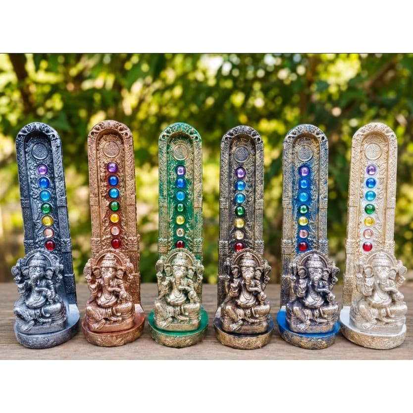 Incensário 7 Chakras com Lord Ganesha em Resina Decoração