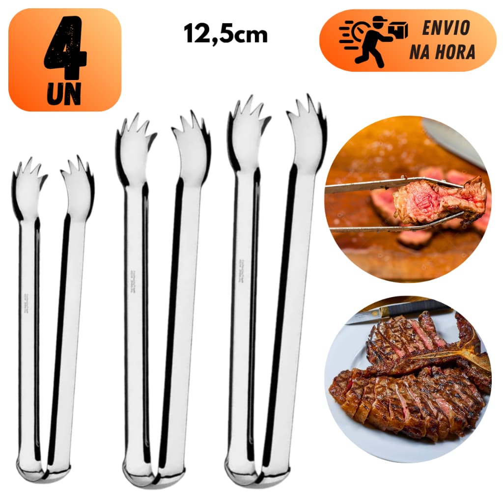 Kit Pegador De Carne 12Cm Em Aço Inox Para Churrasco Cozinha Pegador De Salada Utensílio Durável