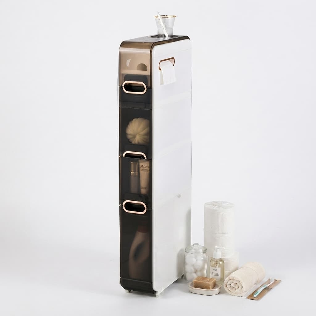 Gaveteiro Plastico Vertical Rodinhas 96x36x15cm Organizador Fenda Banheiro Cozinha Carrinho