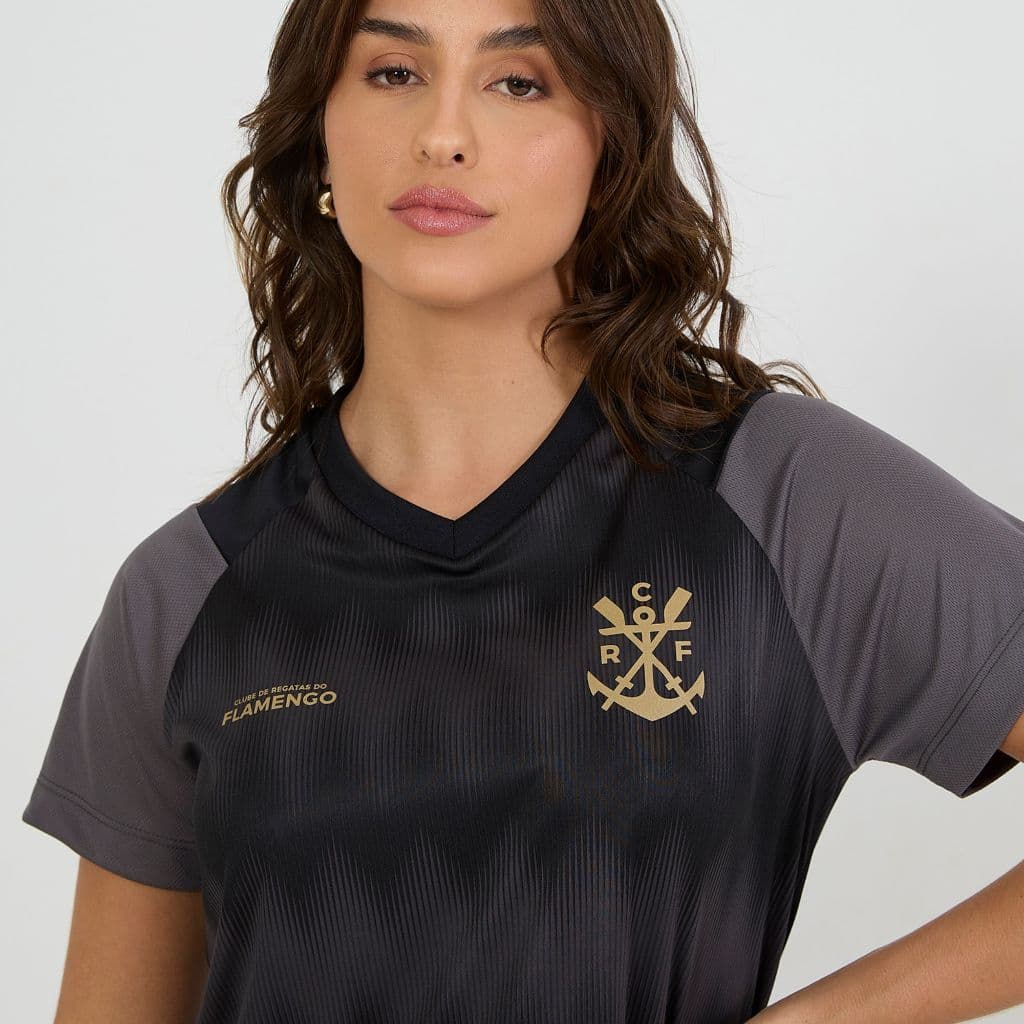 Camiseta Flamengo Feminina Licenciada Braziline Preta Camisa de Time Torcedora Rubro Negra Casual Premium Mengão