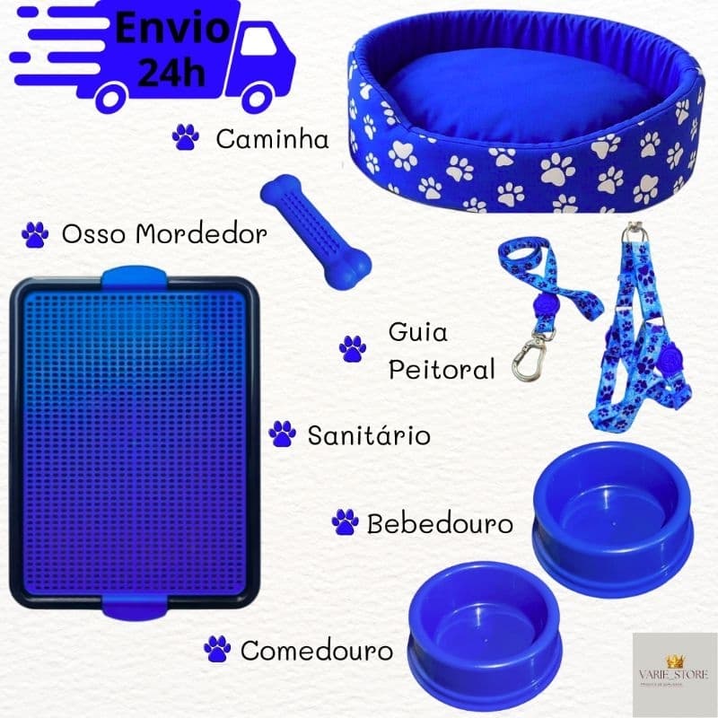 Kit Para Cachorro Caminha Pet Sanitário Comedouro Para Cães Pequeno