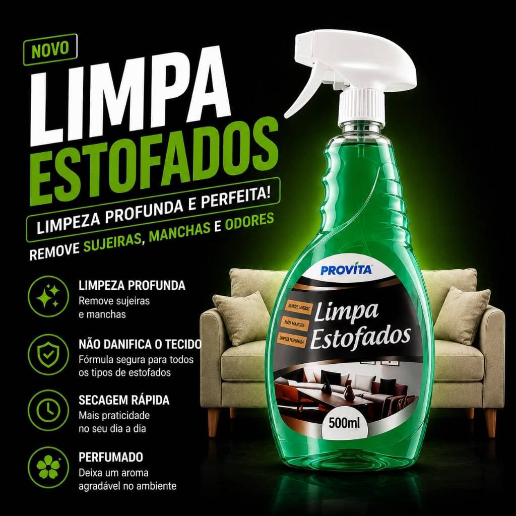 Limpa Estofados Espuma Seca Spray Perfumado 500ml Limpa Sofá Banco Carro Colchão Tapete Poltrona