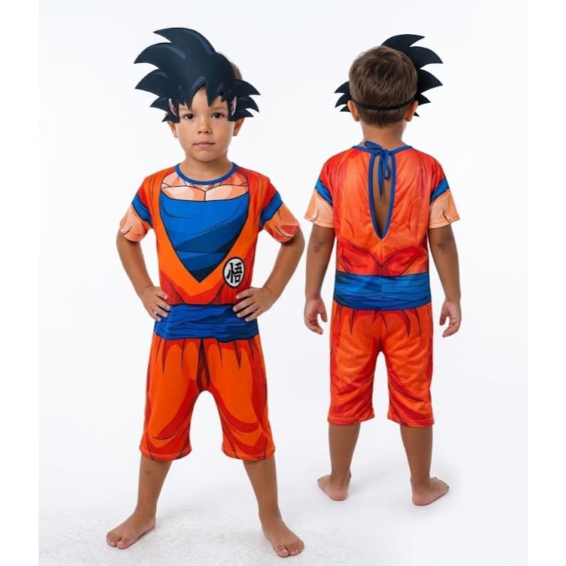 Fantasia Infantil Goku Dragon Ball - Macacão + Mascara Sayajin Preto