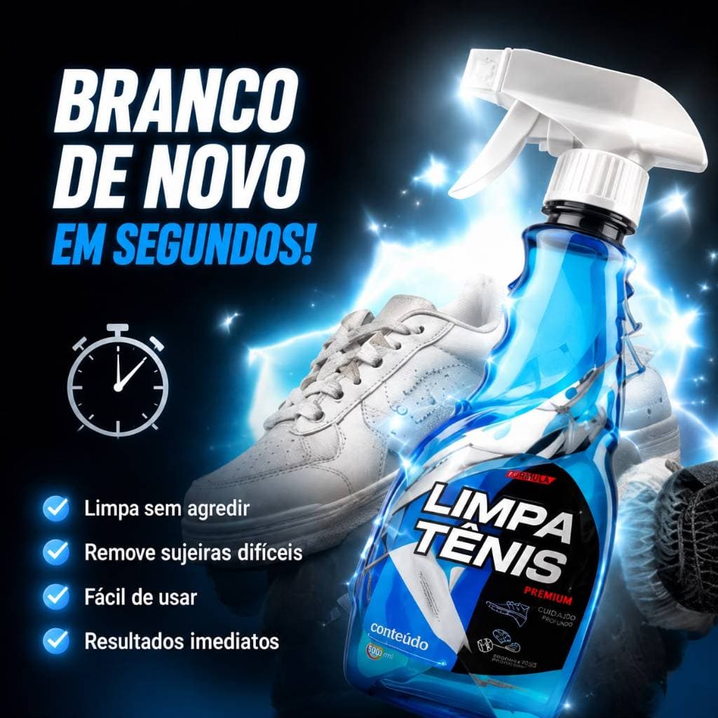 Limpa Tênis Spray 500ml Limpeza Profunda Limpa Sapato Branco Sola Camurça Couro Provita