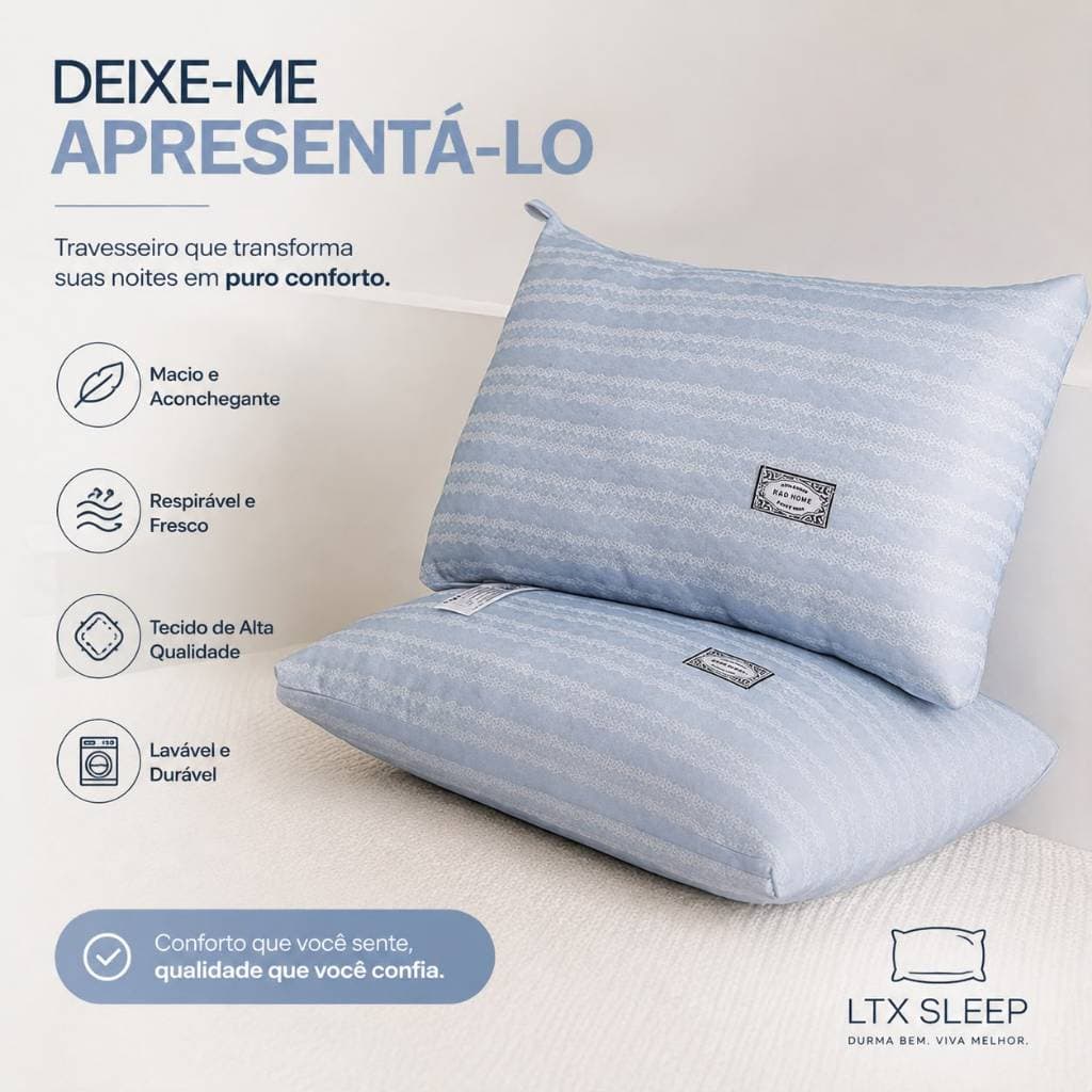 Kit 2 Travesseiros Soft Touch Deep Sleep - Edição Especial Comfort Blue