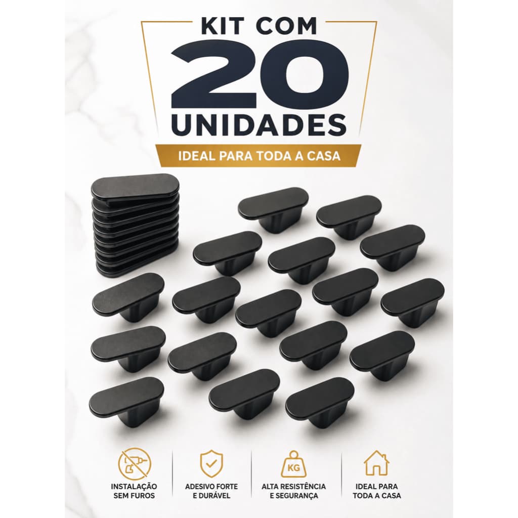 KIT 20 Gancho Adesivo Suporta 2 KG Parede Adesivo Premium Fita 3M  Sem Furo