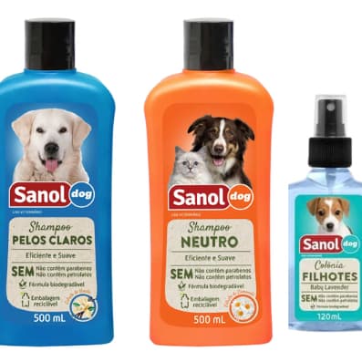 Kit Dog Shampoo Pelos Claros + Shampoo Neutro + Colônia Filhote Sanol - Pet