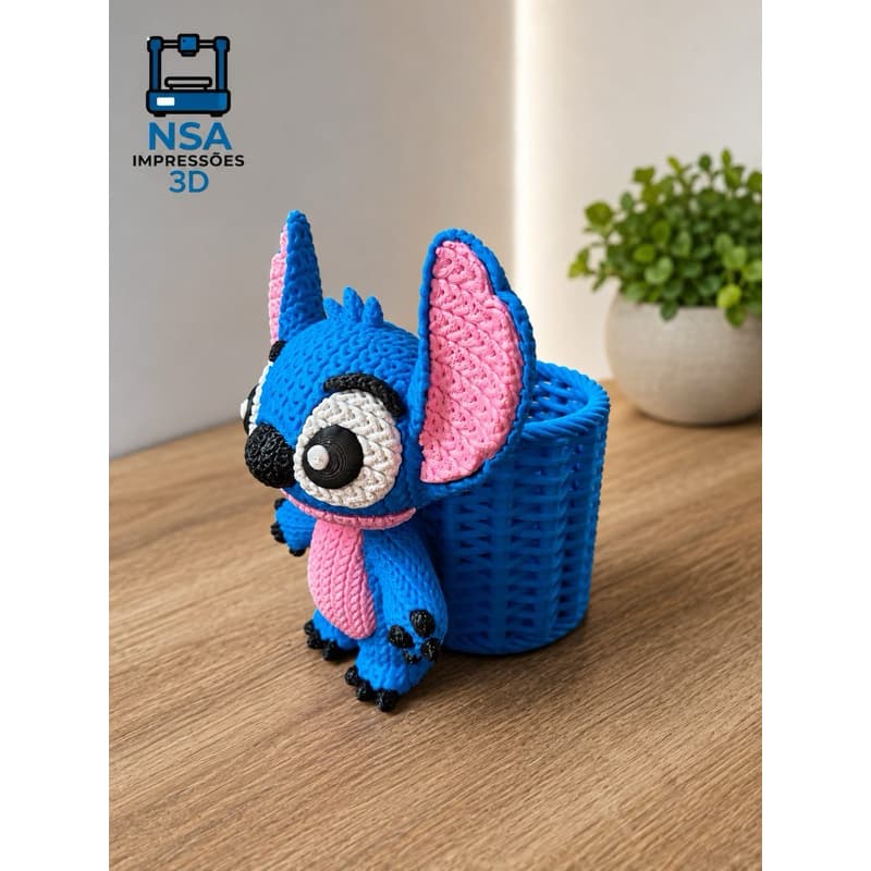 Porta Canetas Lapis Stitch - Organizador 3D Kids Personalizado