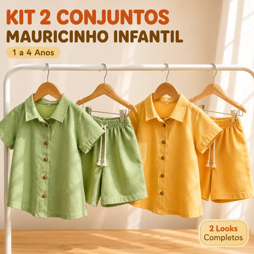 Kit 2 Conjuntos Mauricinho Infantil Menino 1 a 4 Anos