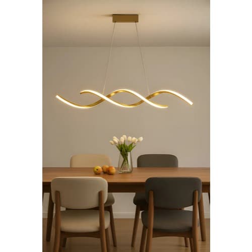 Lustre Pendente Led Duplo Espiral Moderno Minimalista 50w Sala Jantar Luxo Preto ou Dourado