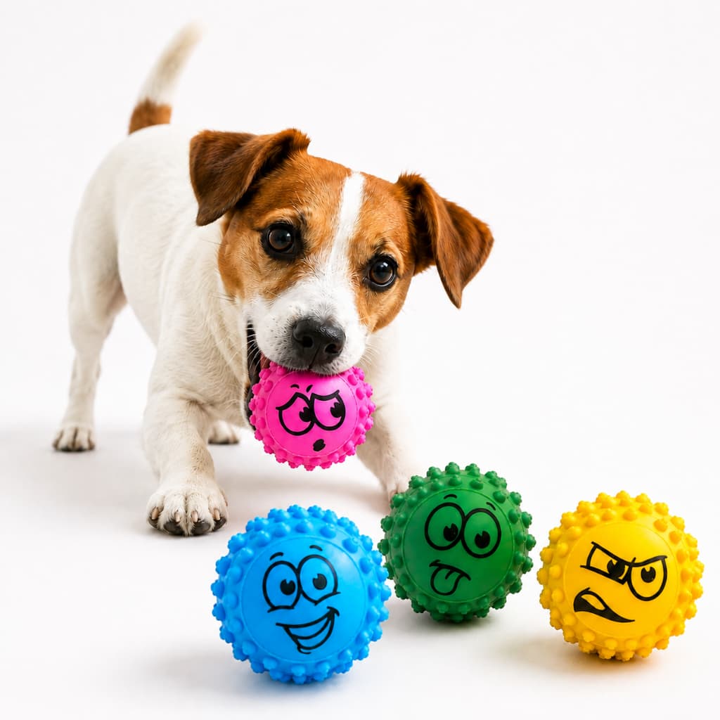 Kit 4 Bolinhas para Cachorro Mordedor com Carinhas Divertidas